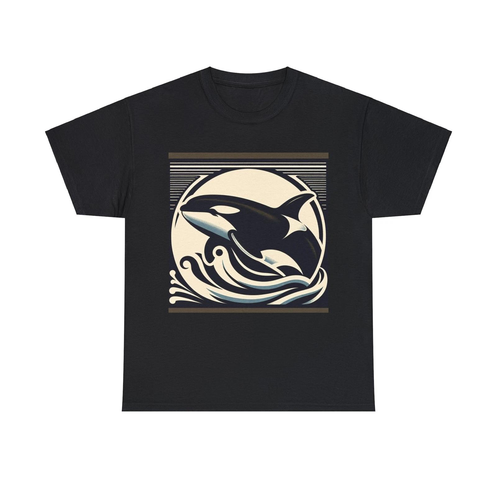 Unisex Adult T Shirt Art Deco Vintage Style Orca Killer Whale Print Conservation 4XL
