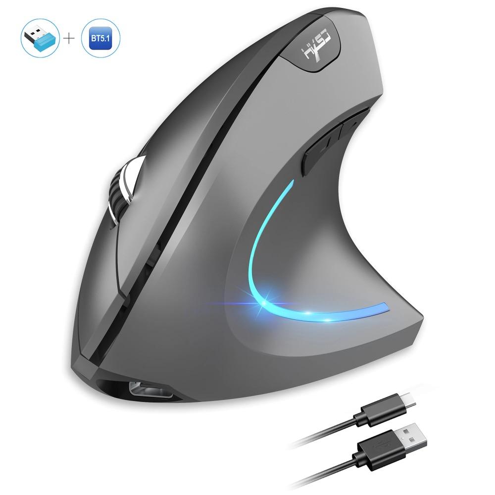 Yeni Çift Modlu Kablosuz Dikey Fare Bluetooth 5.1 Sessiz Ergonomik 6 Düğmeli Type‑C 2400DPI Ofis Dizüstü Bilgisayar İçin Fare Eli Sendromu Önleyici