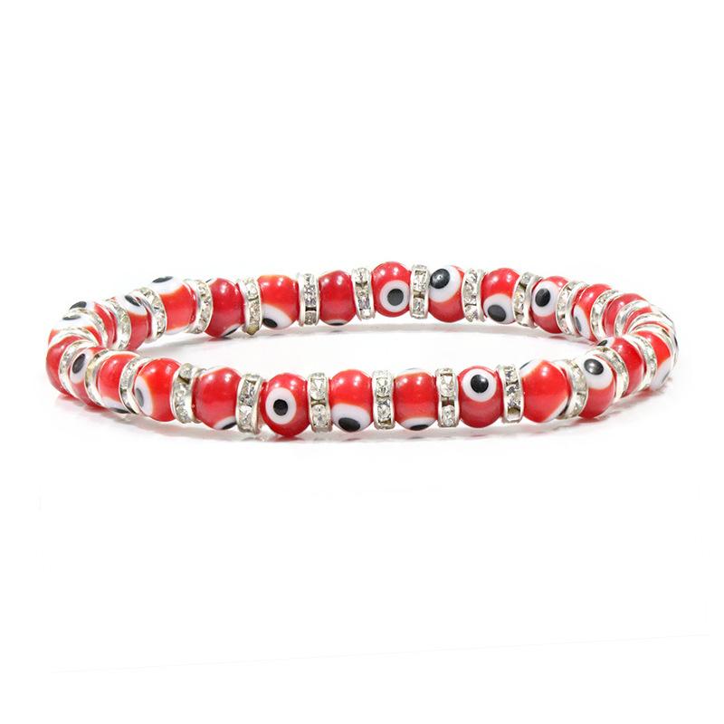 6mm Evil Eye Glass Beaded Bracelet Elastic Stretch Unisex Jewelry