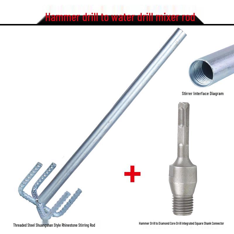 Universal Steel Drill Mixer Rod with Thickened Thread for Mortar, Plaster, Paint