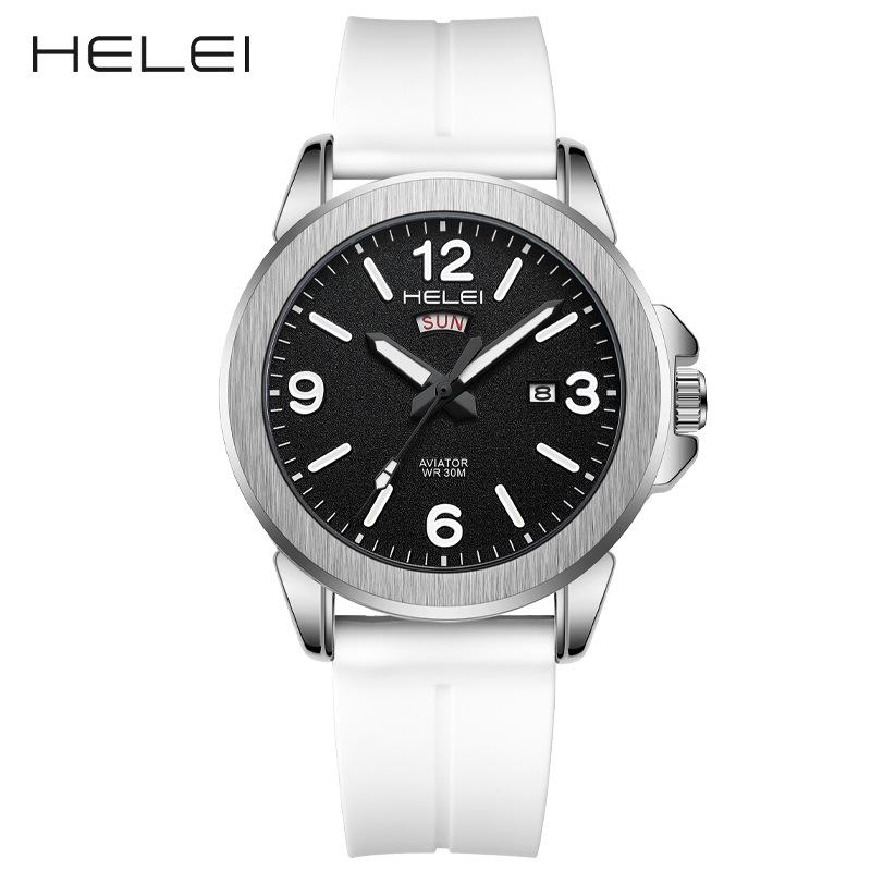 HELEI Herey's new men's watch waterproof quartz watch silicone strap luminous watch non-mechanical one