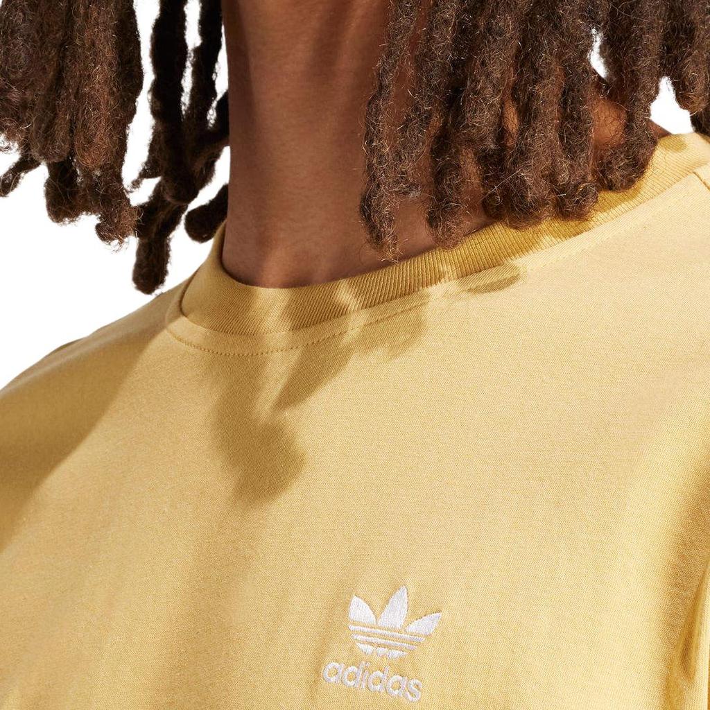 Adidas Originals Essentials Solid Logo Crew Neck Short Sleeve T-Shirt Men Tops Yellow IR9695