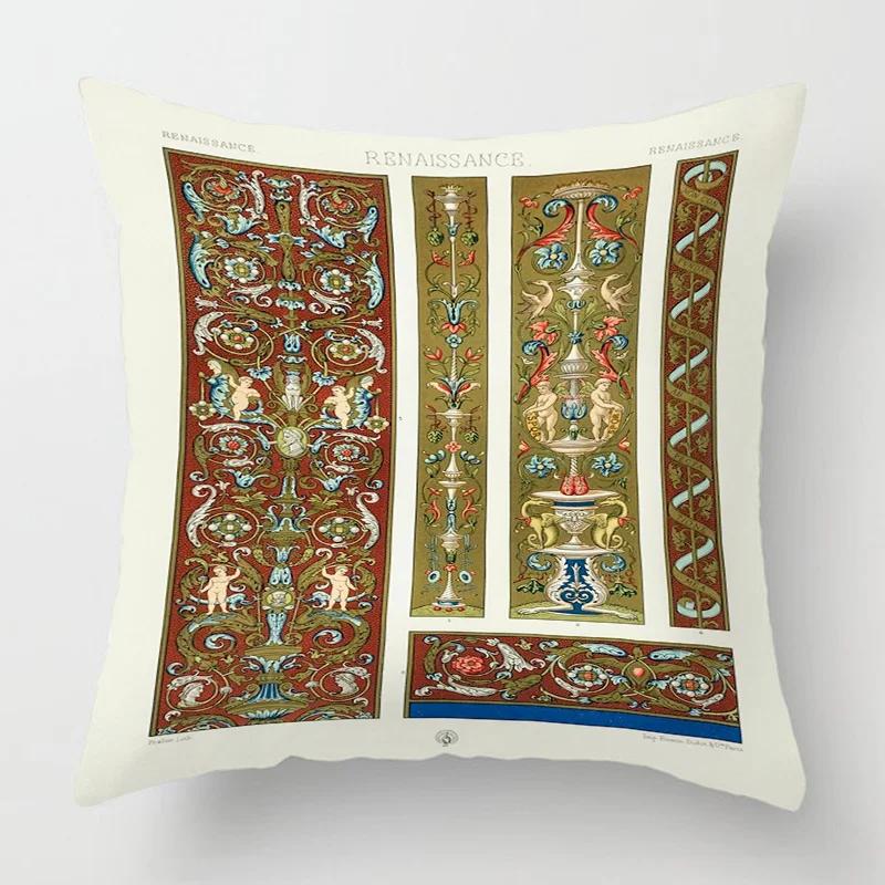Home Decor Baroque Inspired Vintage Pattern Pillow Covers Pattern Cushion Cover Suitable for Sofa Bedroom Car Pillow Cover