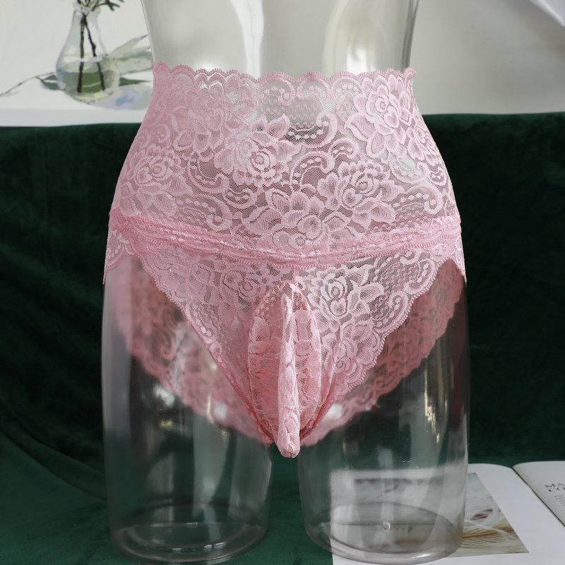 Hohe Taille Spitze Unterwäsche Herren, mit jj Set Unterwäsche, Tasche integriert ultra-dünn transparent Sex Slips