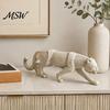 Décoration de tableau de bord de voiture élégante Ornement Géométrique Panthère 3D, Sculpture minimaliste moderne en PLA durable, Statue d'art à texture pierre pour bureau,