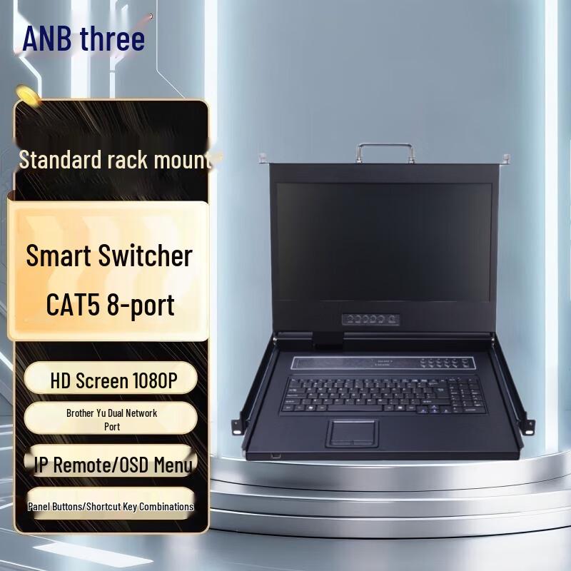 LANBE LCD KVM Switch Kit with 17-18.5 inch LED Screen