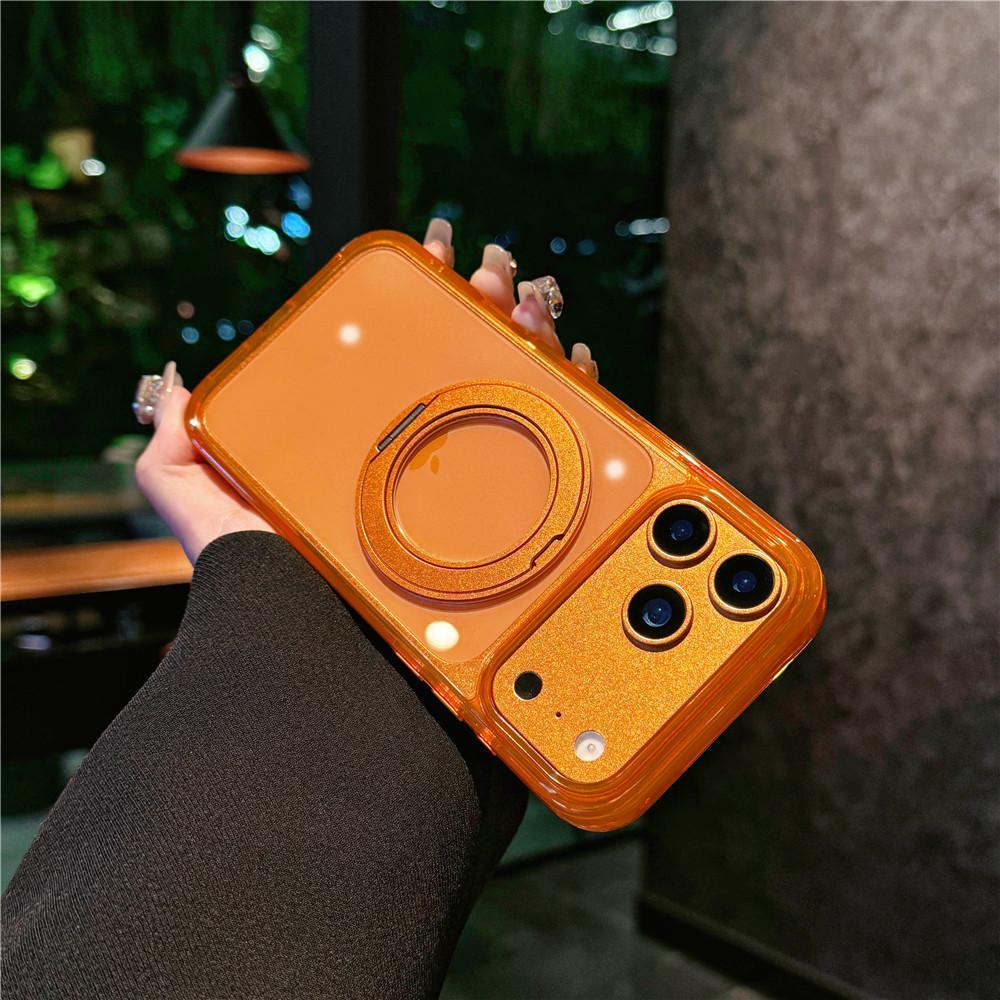 Applicable to Apple 17promax magnetic mobile phone case 360 rotating bracket iphone17Air simple transparent case 17