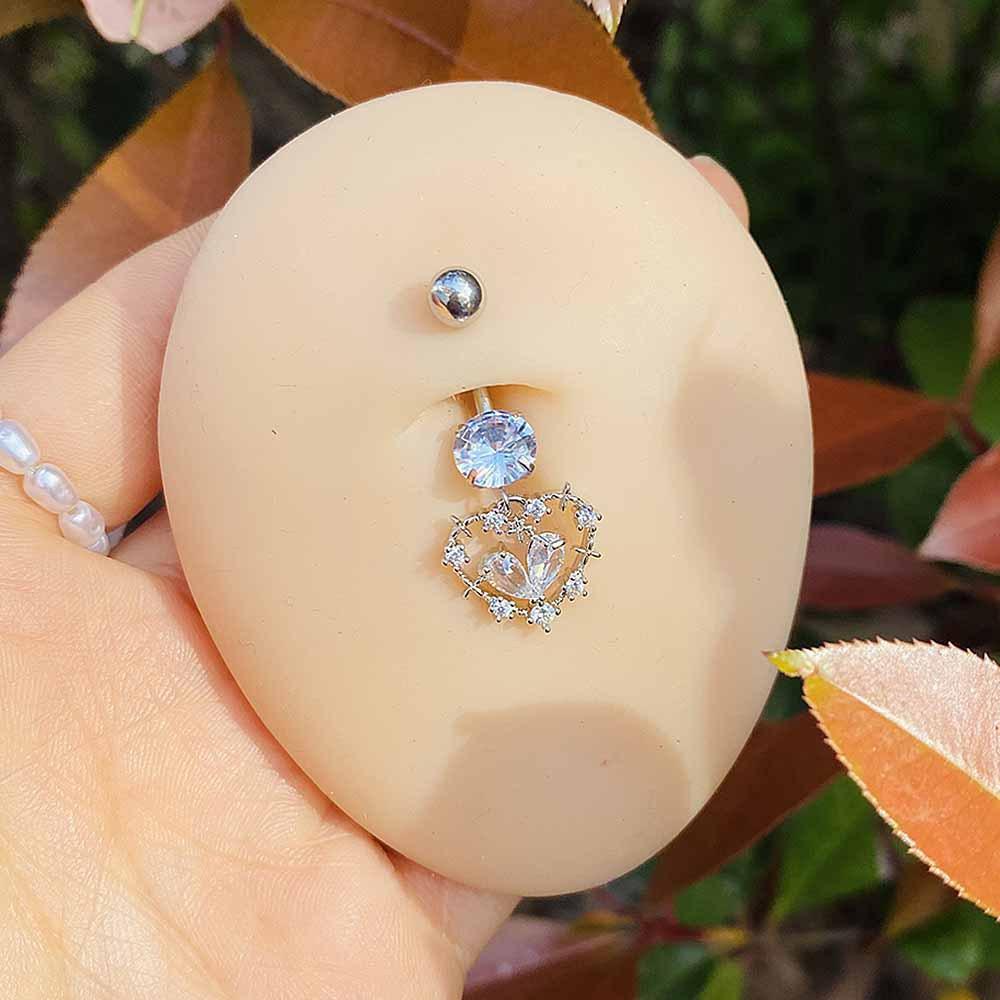 1 Stück Edelstahl-Nabelnagel, Pfirsichherz-Schmetterling, Liebesanhänger, Nabelring-Punktur-Accessoire