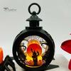 LED Decorative Flame Light Halloween Retro Pumpkin Lantern, Electronic Candle Light, Vintage Portable Handheld Lamp for Bar Haunted House Decor