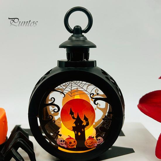 LED Decorative Flame Light Halloween Retro Pumpkin Lantern, Electronic Candle Light, Vintage Portable Handheld Lamp for Bar Haunted House Decor