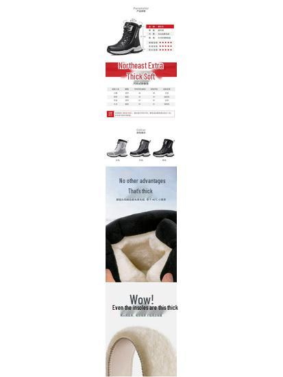 Trendy Men's Thickened Non-slip Waterproof Knee-high Winter Cotton Boots with Velvet & Leather Surface.