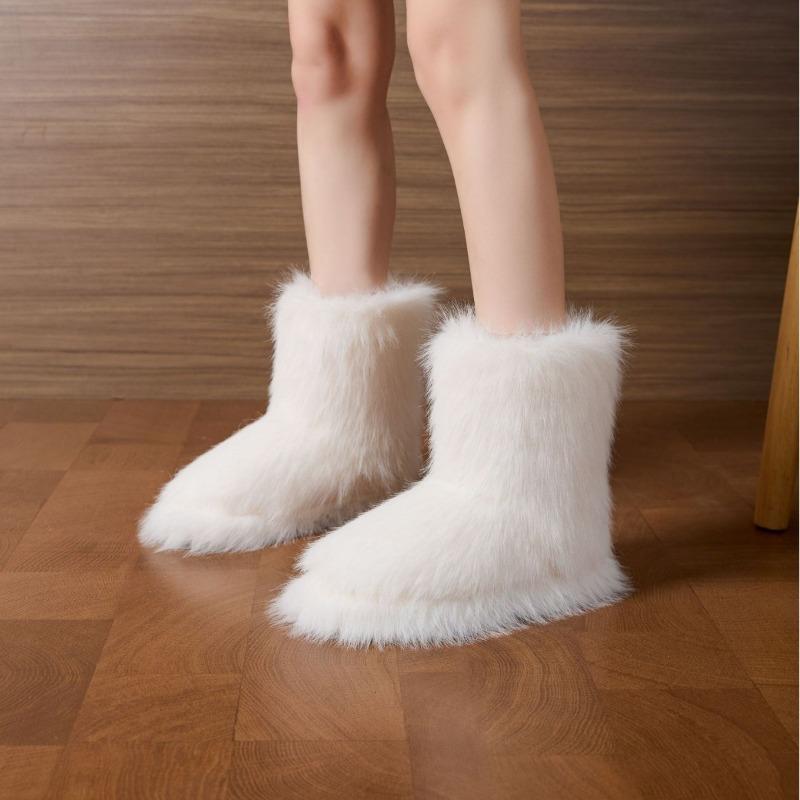 Long-haired boot cover autumn and winter plush warm cotton shoes women's hot-selling fashion cotton slippers new
