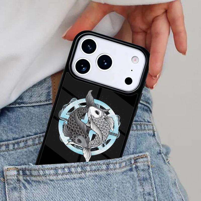 Ying Yang Koi Fish Phone Case for iPhone 17ProMax 12 13 14 15 16e 17 Pro Max Plus Air Cover