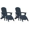 VidaXL Ensemble de Lounge Adirondack Deux Pièces Bleu Marine HDPE pour l'extérieur, design confortable à lattes 3335843
