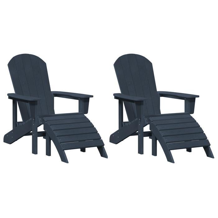 VidaXL Ensemble de Lounge Adirondack Deux Pièces Bleu Marine HDPE pour l'extérieur, design confortable à lattes 3335843