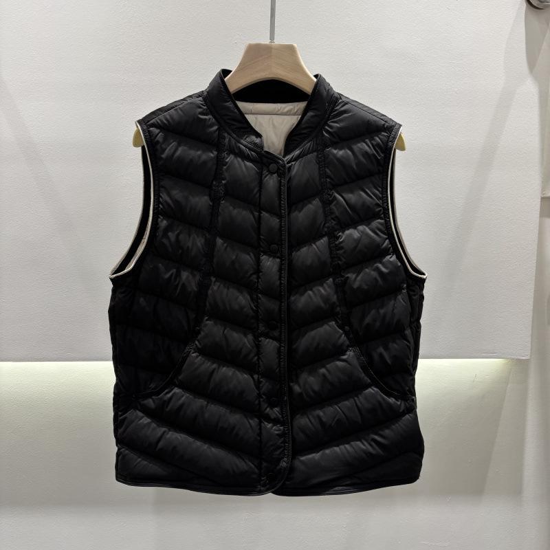 Modă nouă toamnă și iarnă vestă scurtă cu guler mic stând în picioare vestă cu twill ușor vestă cu puf de rață albă vestă vestă vestă vestă