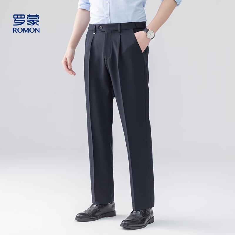 Romon Men's Straight-Leg Business Dress Pants with YKK Zipper