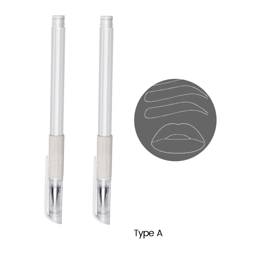 2PCS Eyebrow Marker Pen Microblading Surgical Skin Permanent Make up Supplies White Surgical Scribe Tool Tattoo Accessories Pens