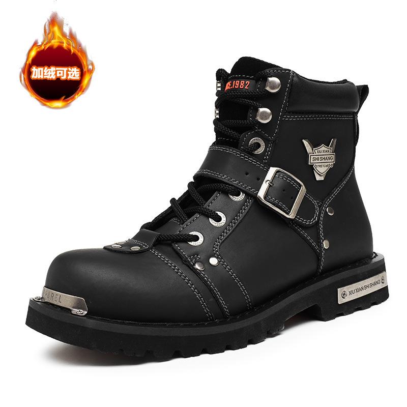 Martin boots fashionable men's high-top locomotive boots multi-zipper metal element non-slip and wear-resistant men Martin