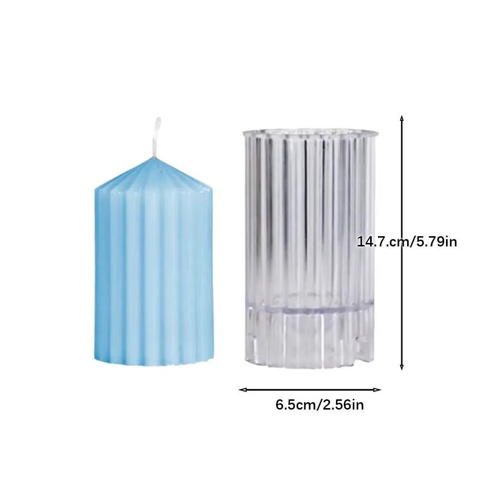 Geometry Stripe Pillar Candle Molds Plastic Column Making CandleHolder Wedding Items 3D Silicone Mold Taper Acrylic Party Supplies