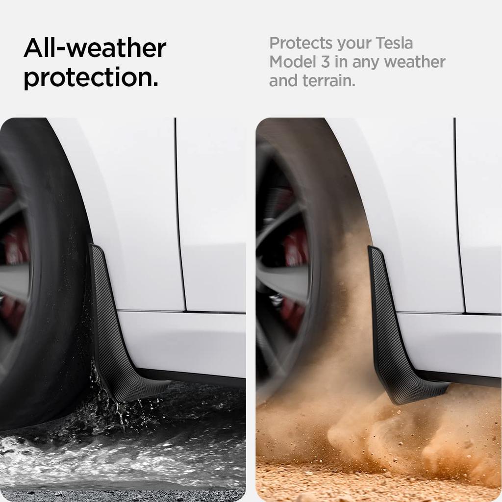 Spigen WeatherBloc Mudguard Carbon Edition Protection Film Installation for Tesla Model 3 2023 and Model 3 2024 Compatible TO300 ACP04511 All-in-One