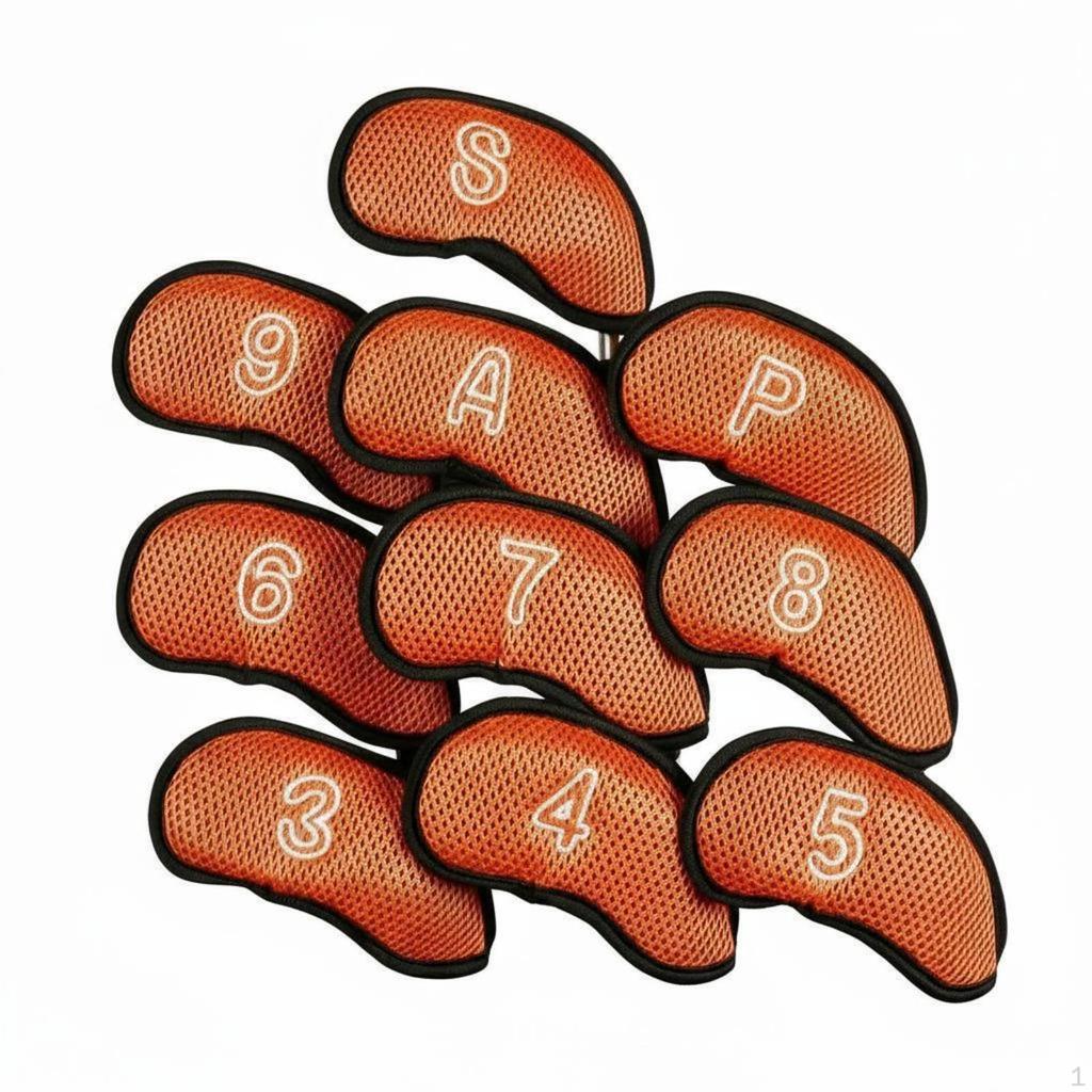 10 Pieces Golf Iron Headcover Set Scratch Protection Numbered Covers Closure for Golfers Royal