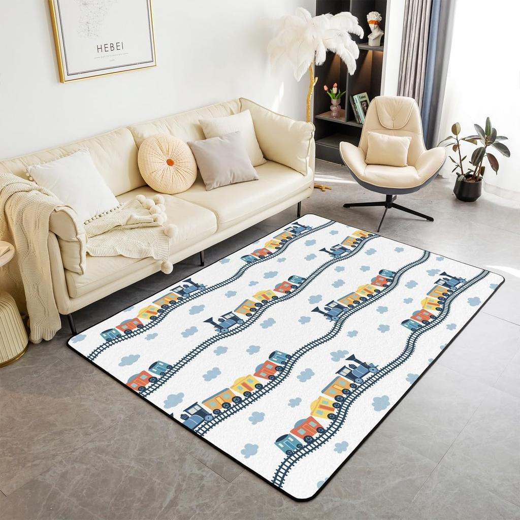 Erosebridal Cartoon Axolotl Area Rug 5x7 for Kids Boys Girls Bedside, Kawaii Axolotl Indoor Floor Mat Non Slip, Cute Reptiles Fish Sea Weed