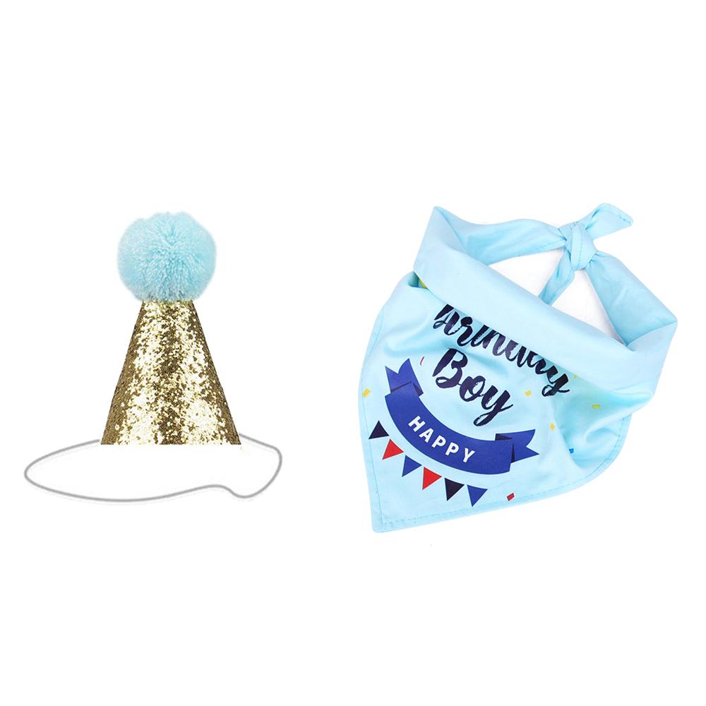 Happy Birthday Pet Holiday Products for Dogs Cats Mascotacs Accessories Party Cosplay Dog Cat Birthday Hat Bandana Bow Tie Set