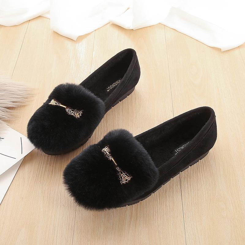 

T32 Mao Mao shoes women s outer wear 2025 autumn and winter new velvet cotton ladyshoes platform one pedal 33 сірий колір
