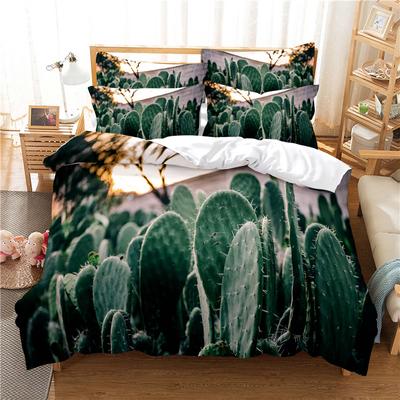 Schönes Blumendeckenbezug-Set 3D-Druck Gänseblümchen Kaktus Rose Bettwäsche-Set King Queen für Jungen Mädchen Teenager Polyester