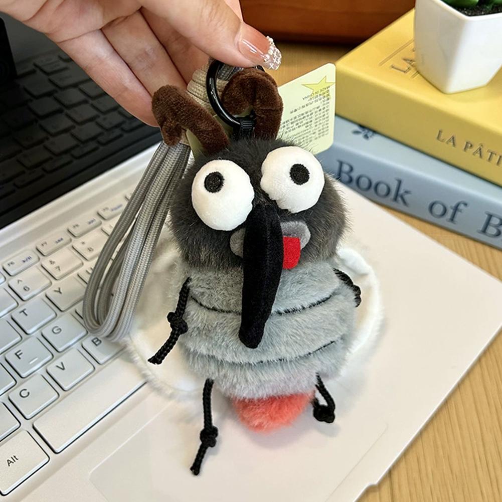 Funny Ugly Insect Plush Keychain Cute Mosquito Cockroach Bee Stuffed Doll Bag Pendant Charm Plushie Toy Gift For Friend
