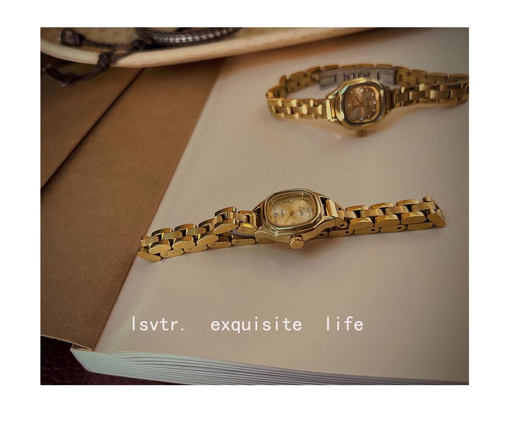 LSVTR Vintage Französische Retro Gold Mini-Uhr für Damen