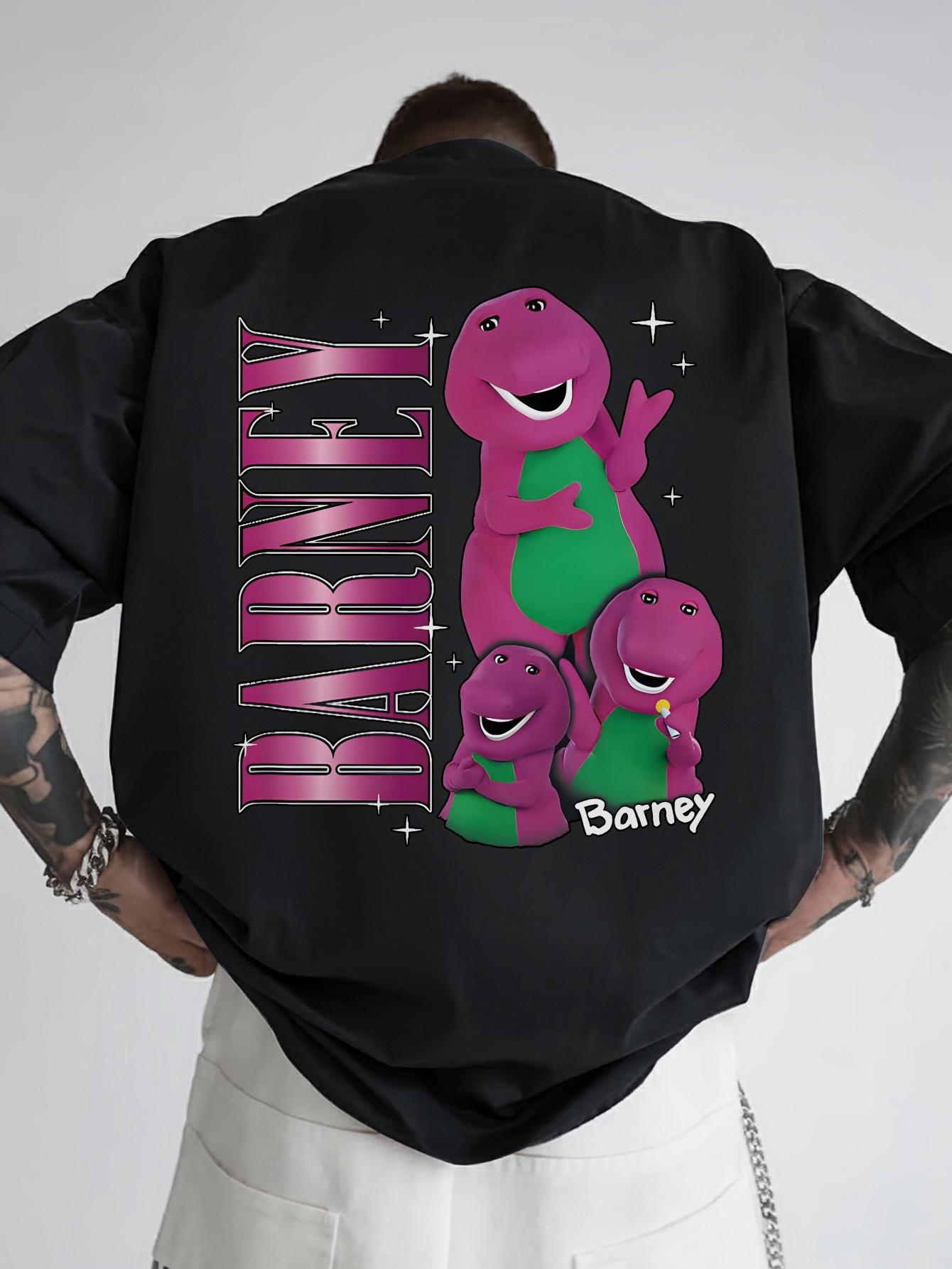 Casual Graphic T-shirt with Fun Back Print - Barney Design XXXXL