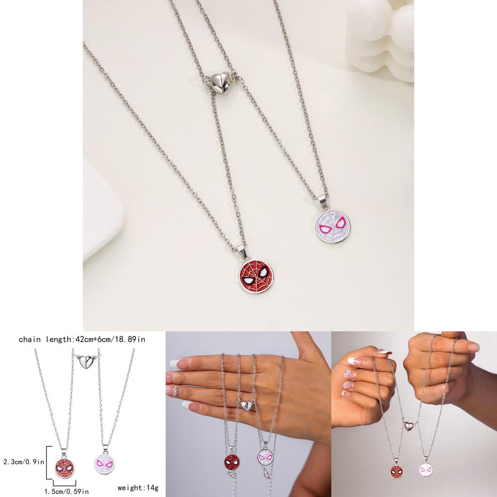 Naszyjnik Magnetyczny dla Pary Spiderman z Geometryczną Zawieszką dla Kobiet