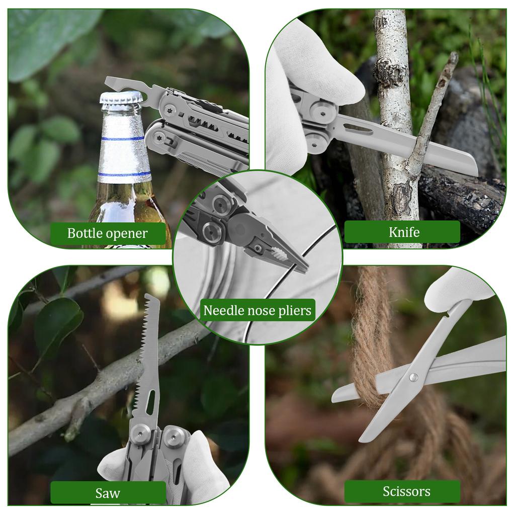 16 in 1 Multitool Plier Foldable Self Locking Multi Tool Plier Sturdy Mini Multitool Wrench for Outdoor Survival for Camping