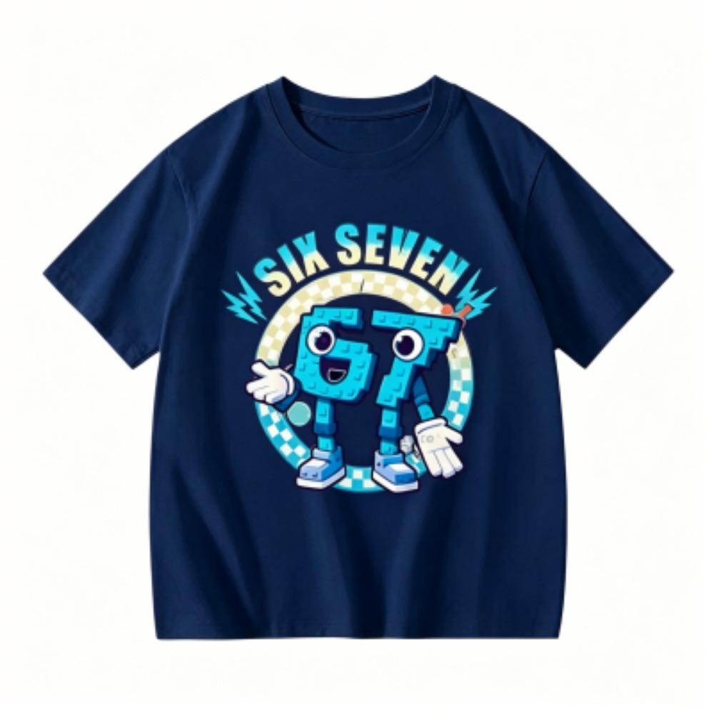 Kids Clothing Six Seven 67 Print T-shirt Summer Girls and Boys Casual Tees Tops Fashion Kids O-Neck Short Sleeve T-shirt