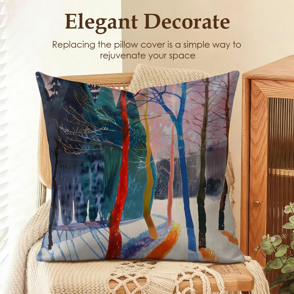 Art DDavid Hockney Cushion Cover Natural Linen Organic Fabric DoubleSided Printing Sofa Home Decor Gift Pillow Case