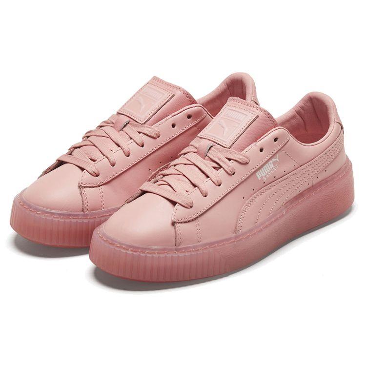 Puma Basket Platform Core Synthetic Leather Top Grain Cowhide Wear-Resistant Lightweight Low-Top Sneakers Women Sneakers Crystal-Pink 364040-09