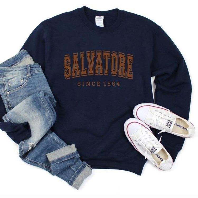 Vampire Diaries TVD Damon Stefan Salvatore Mystic Falls Vintage Hoodie Sweatshirt Crewneck Jumper Fans Top Since1864