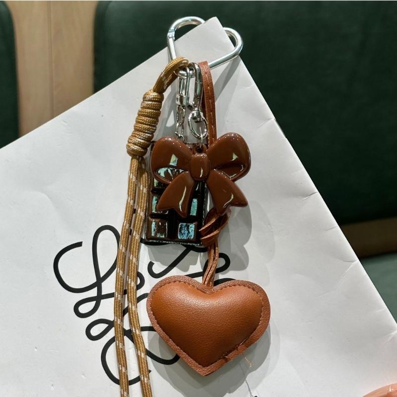 Fashionable PU Keychain Having Cute Acrylic Ribbon And Dessert Look Stylish Bag Charm For Backpack Purse Handbags