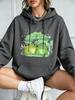 Fall/Winter Fashion Casual Loose Men's Hooded Sweatshirt - Two Frog Rain Shelter Print Women's Soft Street Hooded Sweatshirt