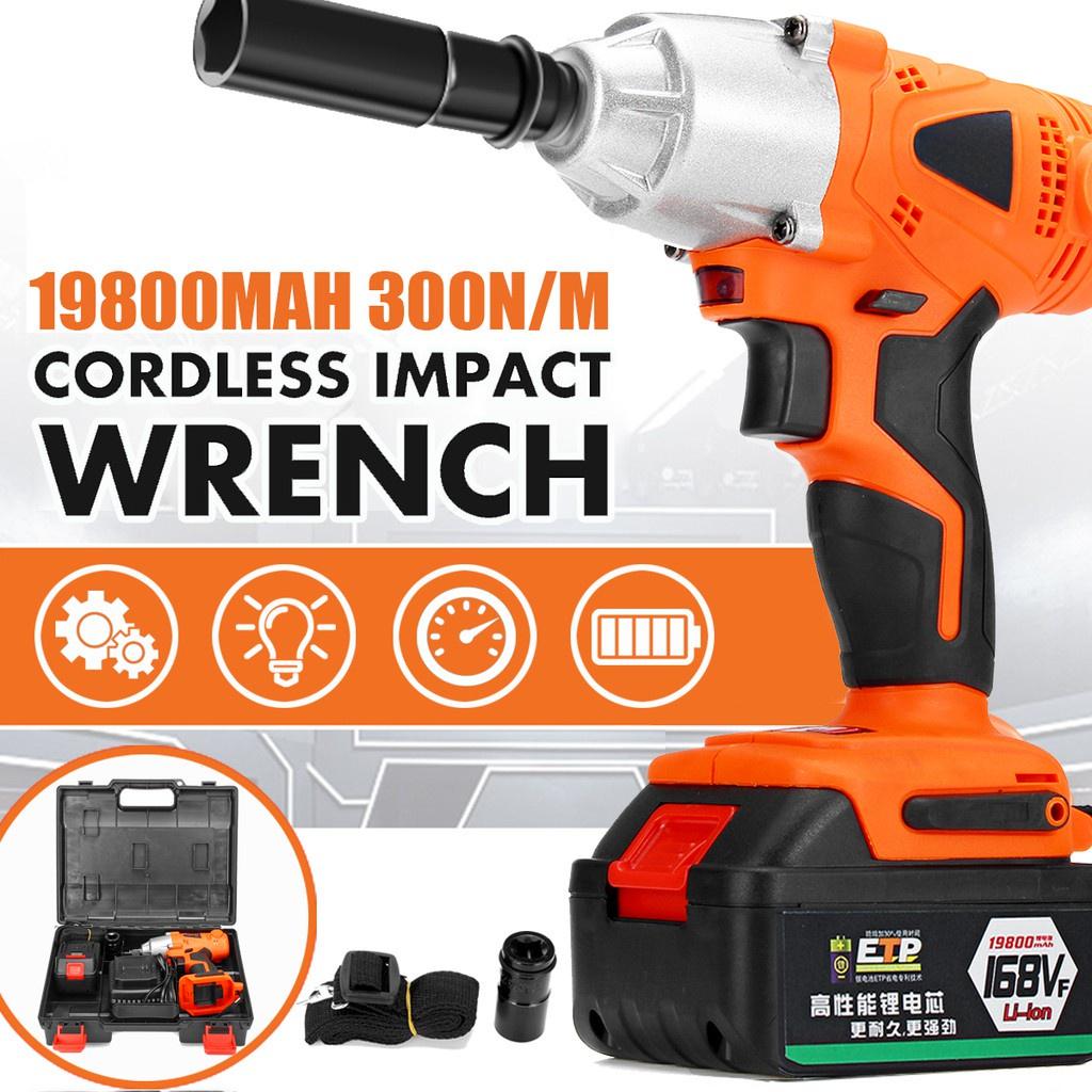 2 IN 1Cordless Multifunctional Electric Impact Wrench LED Powerful Tool High Torque Cordless Drill Orange 18x24x10.5cm
