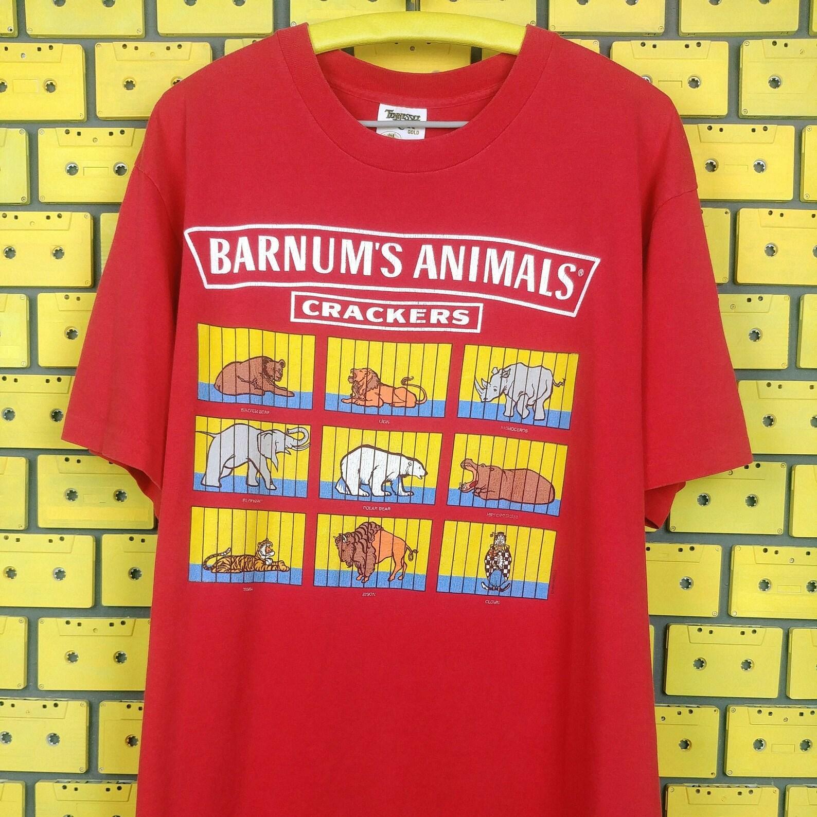 Vintage 1996 Barnum s Animals T shirt Nabisco Caged Animals Zoo Circus Crackers Snack Food Tee Size XL L