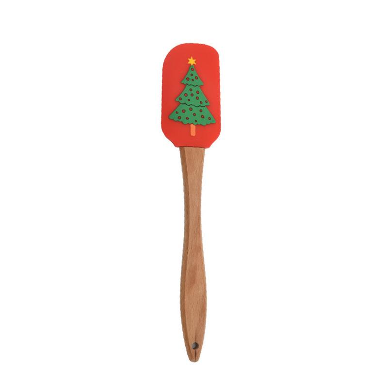 Christmas Series Cake Cream Spatula Wooden Handle Silicone Pastry Scraper Non-Stick Butter Batter Mixer Kitchen Baking Tools