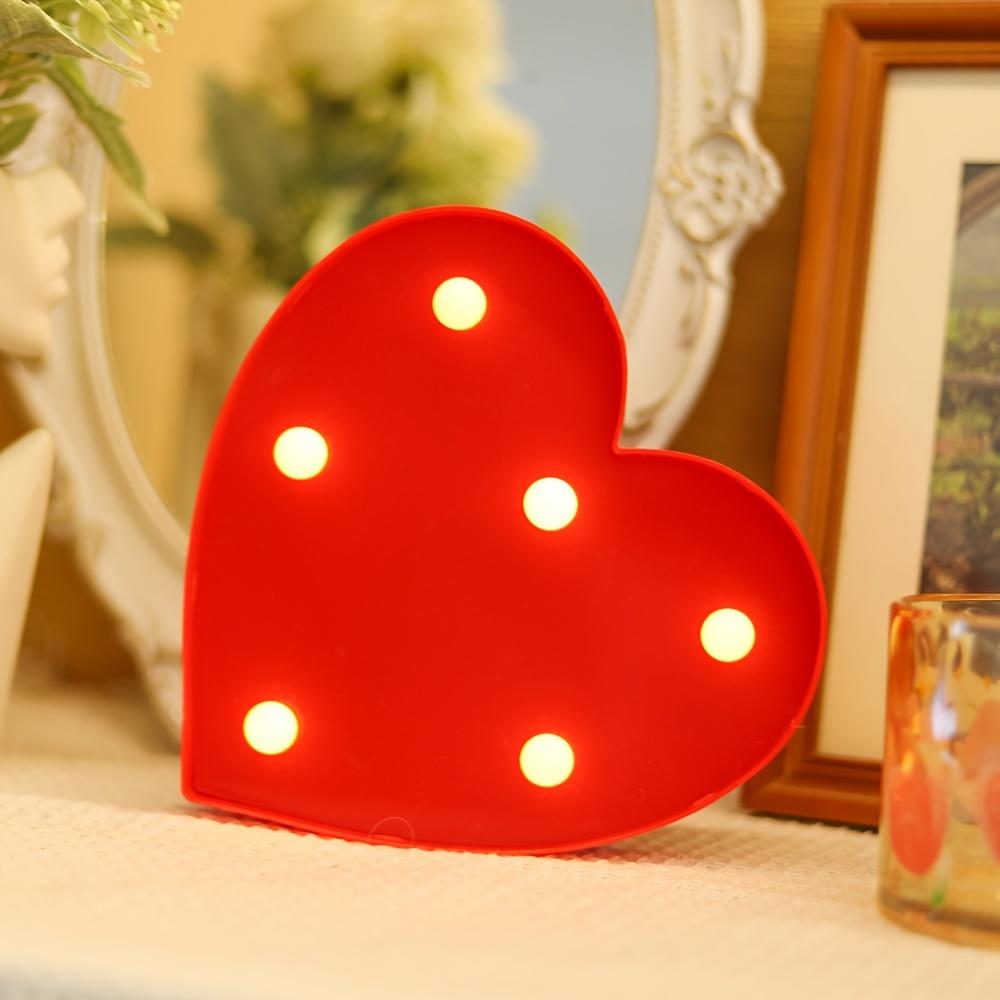 Romantic Red Heart-Shaped Decorative Night Light Battery-Powered Energy-Saving Desk Lamp For Bedroom Wedding Proposal Valentine'S & Mother'S Day