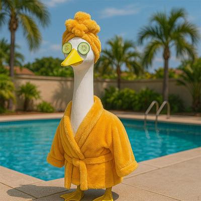 Porch Goose Outfit Statue Clothes Bathrobe Cute Funny Soft Costume Decorative for Patio Lawn