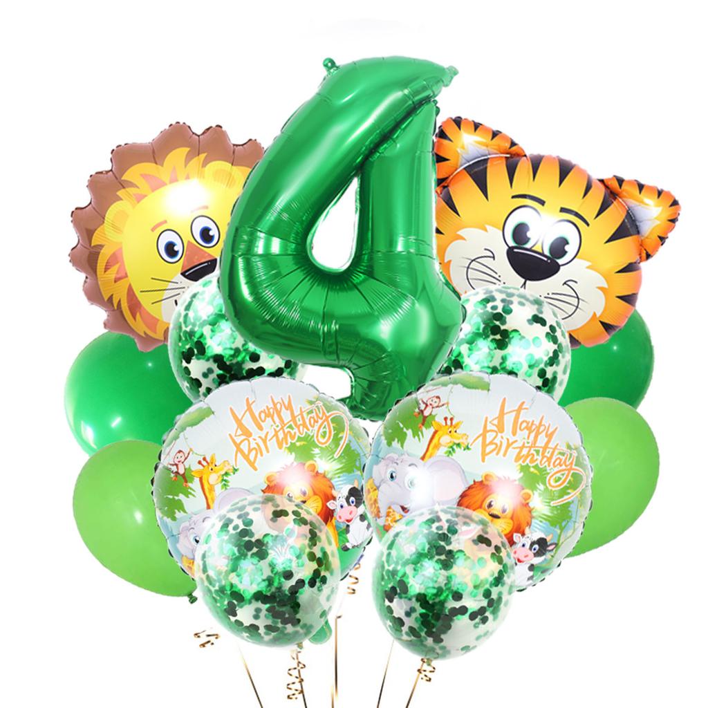 Green Forest Tiger Lion Animal Balloon Set Green Digital Birthday Party Decorative Balloon