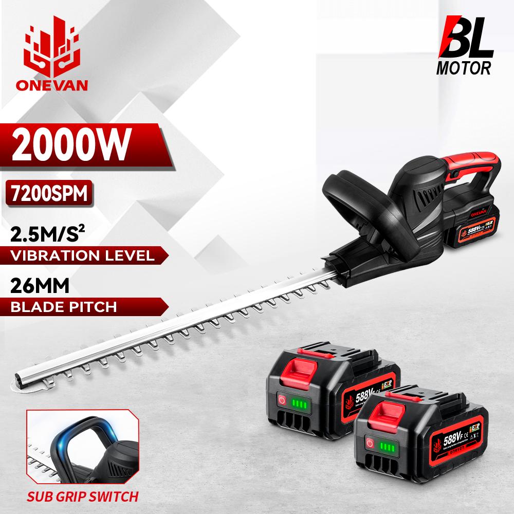 ONEVAN 2000W Bezkartáčové elektrické nůžky na živý plot Akumulátorový vyžínač Prořezávací pila Sekačka na trávu Zahradní nářadí Pro baterii Makita 18V