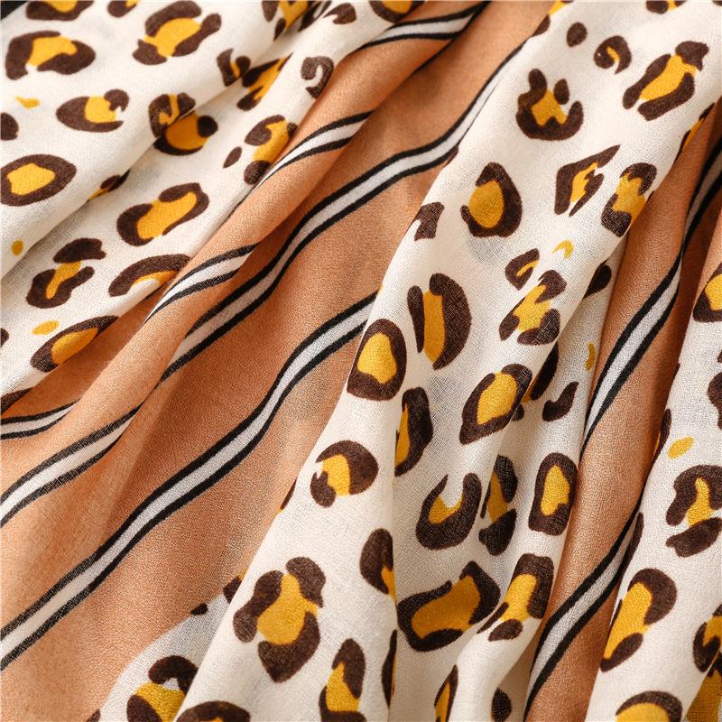 Women's Fashion Leopard Print Tassel Scarf - Lightweight Breathable Pashmina Scarf, Suitable for Beach Activities