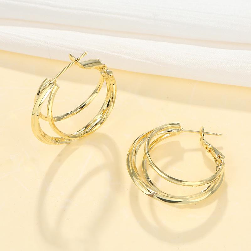Huazi Style Zircon Stud Earrings for Women - Gold-Plated, Non-Fading Luxury Jewelry